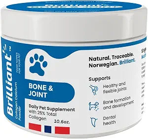 Hofseth BioCare Brilliant Bone & Joint Supplement for Dogs - High Strength Calcium & Collagen Powder for Joint & Hip Support, Essential Supplement for Dogs of All Ages - 10.6 Oz