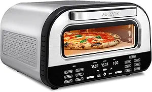 Gourmia Indoor Pizza Oven Air Fryer Toaster 1800W Countertop Multi-Cooker with Pizza Stone, Digital Controls & 6 Presets, Stainless Steel