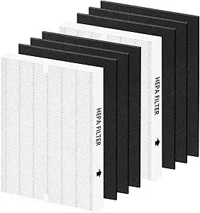 AP-1512HH Replacement Filter for Coway Airmega AP-1512HH and Airmega 200M Series Air Purifiers, Funmit 2 Pack High Efficiency Filter & 6 Pack Activated Carbon Pre-Filters, Compared to Part # 3304899
