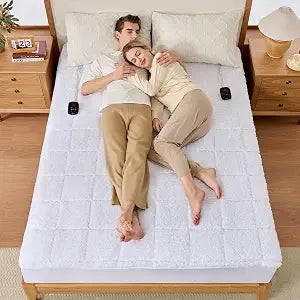 Bearhug Heated Mattress Pad King Size Electric Dual Control 78x80 White Sherpa Bed Warmer 21 Inch Deep Pocket Mattress Heating Pad with 10 Heat Levels 12 Hour Auto Shut Off Machine Washable