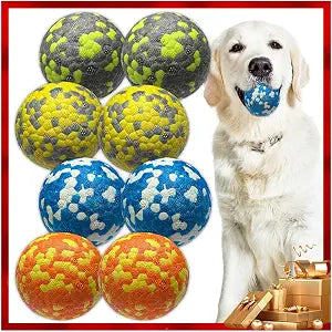 Mankoda 8Pcs Dog Balls - Aggressive Chewer Tennis Balls, 2.5'' Diameter Fetch Toys for Teething Dogs (Medium & Small)