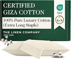 100% Pure Luxury Cotton Queen Size Pillowcases - 2Pcs, Ivory