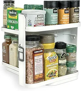 Cabinet Caddy SNAP! Spice Rack Organizer for Cabinet - Slide & Rotate Seasoning Organizer - 4 Snap-In Adjustable Shelves for 5 Tier of Storage - Magnetic Modular Design - 8.9H x 6.1W x 10.8D