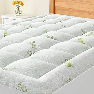 OLIXIS King Bamboo Viscose Mattress Topper, Cooling Breathable Bed Pad | CertiPUR-US Certified,Bamboo viscose ultra soft & cooling,Deep pockets fit 8-16" mattresses, Wick moisture for hot sleepers