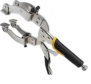 Welding Pipe Plier Clamp, 11 Inch Locking C-Clamp, Fast Release Vise Grip Clamp, Pipe Fitting Alignment Tool with 4 Welding Pads, 2" to 3.5" Jaw Capacity, for Tube Pipe Welding Woodworking