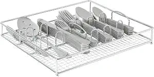 Gibson Home South Bay 65-Piece Stainless Steel Flatware Utensil Set with Wire Caddy Silverware Service for 12 Plus Hostess Serving Pieces