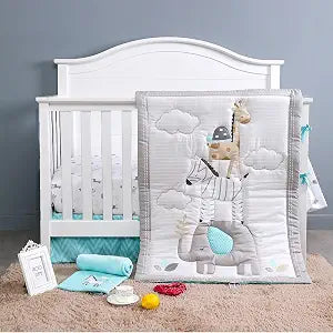 Animals 3pcs Baby Crib Bedding Set, Pink, Zebra