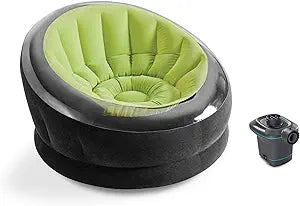 Intex Empire Lime Green Inflatable Blow Up Lounge Dorm Camping Chair & Air Pump