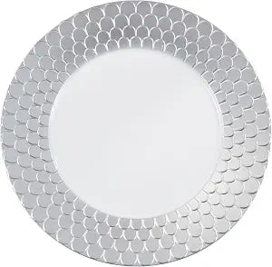 SARO LIFESTYLE Textured Decorative Charger Plates (Set of 4) Scalloped Rim Round Table Chargers for Dining & Entertaining, 13"