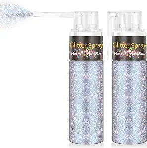 Holographic Hair and Body Glitter Spray, Ultra Fine Resin Glitter Powder for Festival Rave Prom Makeup, DIY Crafts Clothes & Accessories, Long Lasting Sparkle Dust (Glint-Rainbow, 1 PC)
