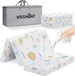 Trifold Pack and Play Mattress 38"x26" Pack N Play Mattresses for Baby Toddler, Portable Mini Crib Mattress for Playpen and Playard with Soft Breathable Waterproof Cover