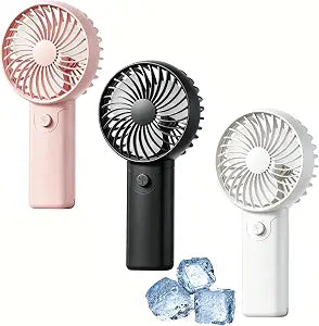 Mini Portable Fan 3 Pack(Pink/White/Black), AAA Battery Powered Handheld Cooling Fan, Lightweight One-Button Control Small Fan for Women Men Travel, Gym, Office, Outdoor,Wedding, Camping,Beach
