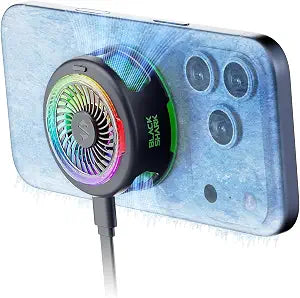 Black Shark FunCooler 6 Magnetic Cell Phone Cooler for Gaming, Portable Mobile Phone Cooling Fan with RGB Light, App-Controlled Cellphone Radiator for iPhone Magnetic Series/iPad (Black)
