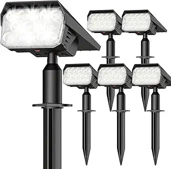 Solar Lights Outdoor Waterproof, IP65 56 LED 3 Lighting Modes Solar Spot Lights Outdoor, 2-in-1 Auto On/Off Solar Powered Landscape Lighting for Yard Pathway Garden, 6 Pack (Cool White)