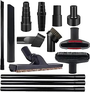 Alrens 14 PCS Universal Vacuum Attachments & Brushes Kit for Shop Vac Accessories & Household Cleaning, Includes 4 Vacuum Hose Adapters, 3 Vacuum Extension Wands & Flexible Crevice Tool