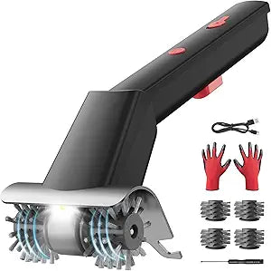 Electric Grill Brush, Cordless Rechargeable Grill Cleaner with LED Light & Water Spray, BBQ Cleaning Brush with 4 Brush Heads, 2 Speeds, Electric Grill Cleaner for Outdoor Grill, Gas Charcoal Grates