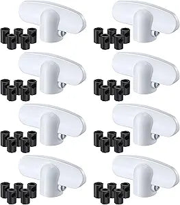 8 Pack Universal Tee Crank Casement Window Handles, Low Profile Design Prevents Interference with Window Coverings, Crank Replacement Handles, 1-1/8" x 2-3/8 (White)