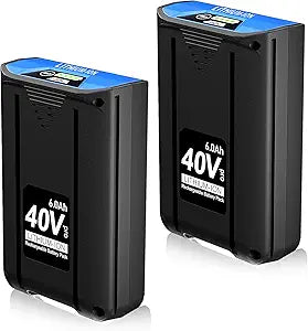 2-Pack 40V 6.0Ah Replacement Battery for Kobalt KB640-06 KB640-03 KB440-03 KB240-06 KB240-03 KB245-06 KB2540C-06 KRC40-06 KB440C-06 KB340C-06, Compatible with 40-Volt Max Cordless Power Tool & Charger