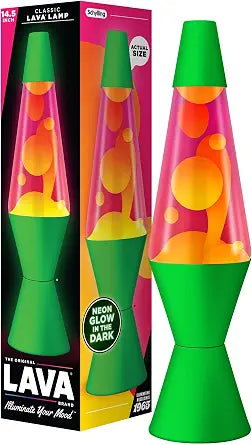 Lava The Original Lamp - 14.5" Neon Green - Classic Liquid Motion Lamp - Orange and Pink Liquid - Item #2096 (Amazon Exclusive)