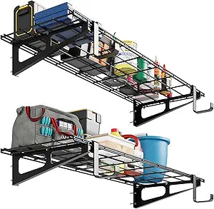 GarveeTech Heavy-Duty Garage Wall Mounted Shelves,1x4 ft Wall Mounted Storage Shelves,300 LBS Load Capacity Garage Storage Rack Floating Shelves, 2 Pack, Suitable for Shop, Shed, Garage Storage