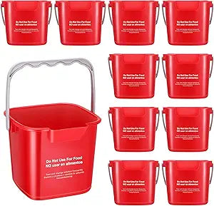 Lallisa 12 Pcs 3 Quart Cleaning Bucket Small Sanitizing Square Bucket Detergent Pail for Home Office Commercial Restaurant Kitchen Bathroom School (Red)