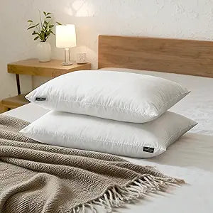 Farm to Home Feather and Down Pillows, 100% Organic Cotton Cover Pillows, Luxury Hotel Collection Bed Pillows for Sleeping, 20" x 28" Queen/Jumbo Size Set of 2