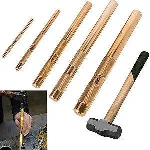 Brass Punch Set,5 Piece Brass Drift Pin Punch Set,Tools 67003 Brass Drift Punch,Brass Hammer with Hand Tool Punches Tools for Home use,Replace 67003-MAI 045256670034., Orichalcum