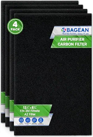 Bagean A2 F2 Activated Carbon Filters for 3M Filtrete Air Purifier (4-Pack)
