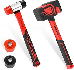 TOOLEAGUE 2Pcs Hammer Set,16oz Rubber Mallet&35mm Double-Faced Soft Mallet