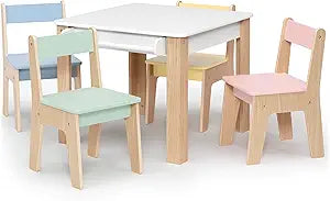Delta Children - GapKids Table and 4 Chair Set with Paper Roll Holder - Greenguard Gold Certified, Pastel