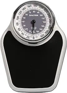 Salter Pro-Helix Professional Oversized Bathroom Scale with Black Vinyl Anti-Slip Bath Mat, 400 LB Capacity, Analog Scale, 18.25" x 13.0" Black/White