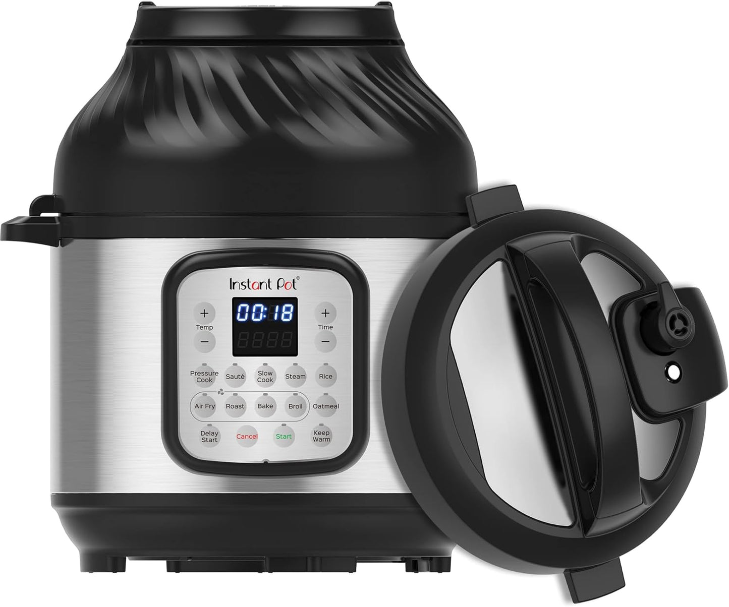 Instant Pot Duo Crisp 9-in-1 Electric Pressure Cooker and Air Fryer Combo with Stainless Steel Pot, Pressure Cook, Slow Cook, Air Fry, Roast, Steam, Saut , Bake, Broil and Keep Warm