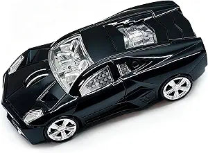 Wireless Sports Car Shaped Mouse Computer Mice Optical 2.4GHz with Headlight 1600DPI for PC Laptop MAC (Black)