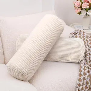 1 MIDDLE ONE Body Pillow, Memory Foam Body Pillows for Adults Sleeping, Decorative Bolster Pillow for Couch and Bed, Long Cylinder Tube Round Pillow, 24x7.87 Inches, Set of 2 (Off-White-Corduroy)