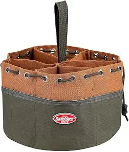 BucketBoss 25001 Canvas Organizer Parachute Bag with 19 Pockets for Nails,Screws, and Bolts in Brown