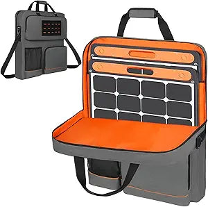 Solar Panel Storage Bag Compatible with Jackery SolarSaga 100/100X/200W & Anker Solix PS100/PS200, Padded Portable Carrying Case with Shoulder Strap & Pocket for Camping, RV, Outdoor, Gray