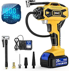 160PSI Cordless Tire Inflator Air Compressor Compatible with Dewalt 20V Battery, Portable Air Pump with Digital Pressure Gauge, Fast Inflation for Cars, Motorcycles, Bikes (Bare Tool)