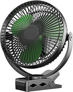 Clip on Fan, Rechargeable Portable Fan, 8 Inch Small Desk Fan - 10000mAh Battery Powered Fan with 4 Speed, 360┬░ Rotation Personal Fan Suitable for Golf Cart, Bedroom, Travel and Camping (Green)