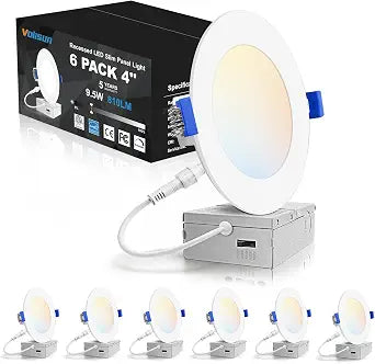 VOLISUN 6 Pack 4 inch Recessed Lighting, 5CCT Ultra-Thin, 810Lumen