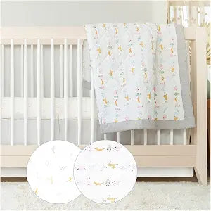 aden + anais Essentials 3-Piece Crib Bedding Set, Baby Bedding Bundle, Cotton Blanket, Crib Sheet, Crib Skirt, Alphabet Animals
