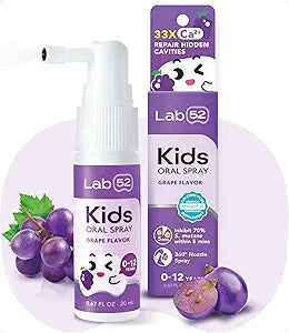 LAB52 Kids Oral Spray, Toothpaste Helper Fluoride Free, Xylitol Grape