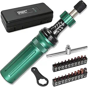 Inch Pound Torque Screwdriver Set, 24 Pcs Professional Precision 1/4 Drive Torque Wrench 10-70 in-lb S2 Bits Adapter for Maintenance Tools Bicycle Repair Scope Mounting DIY Projects, Audible Click