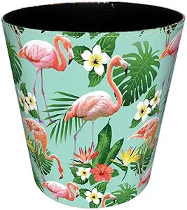 Lingxuinfo Scakbyer Waste Paper Bin, European British Style Flamingo Pattern Trash Can Wastebasket Garbage Can Without Lid Waste Bin for Kitchen Bathroom Bedroom - Flamingo