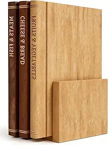 Book Cutting Board Set with Stand - Wooden Library Shaped Chopping Boards That Look Like Books, Labeled Meat, Fish, Cheese & Bread, Fruits & Vegetables, Decorative Kitchen Cutting Boards