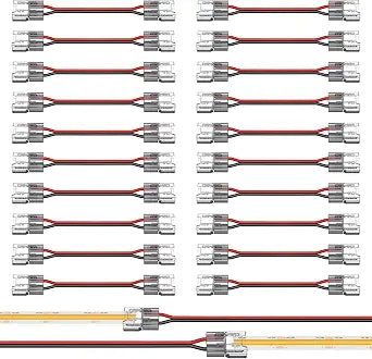 20Pcs 2Pin 8mm Solderless COB Connector,15cm Double-Ended,for LED Strips