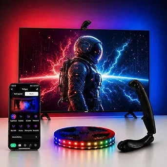 TV LED Backlight with Sensor, LED Sync Lights for TV 55-65 Inch, Smart Camera Sync to Screen, Ambient RGB Strip Lights for Gaming & Home Theater, App Control (14.7ft)
