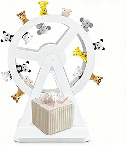 Pinkunn Ferris Wheel Shelf Compatible with Tonies 360 Magnetic Floating Shelves Wooden Magnetic Shelf Compatible with Tonie Box and Figures Storage Hold 50-70 Character for Room Decor(White)