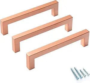 20 Pack Kitchen Cabinet Handles 5 Inch Rose Gold Square Cabinet Pulls Stainless Steel Drawer Handles Dresser Pulls Modern Cabinet Handles Hardware Hole Center 128mm