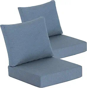 Goodgoods 24 x 24 Sunbrella Outdoor Patio Deep Seat Cushions 2-Pack, Fade-Resistant & Water-Resistant Furniture Chair Cushions with 30D High-Resilience Foam for Sofa, Spectrum Denim