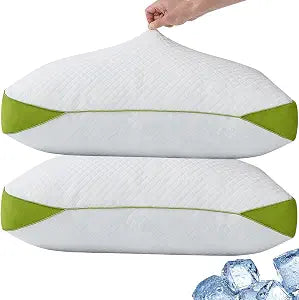 Luxury Hotel Cooling Pillow for Sleeping,Medium Firm Shredded Memory Foam Pillows King Size Set of 2,with Zipper Adjustable Supportive